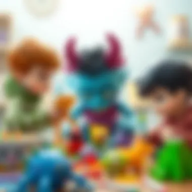 Children exploring monster-themed educational toys