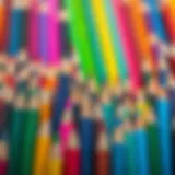 A vibrant array of colored pencils showcasing various colors and sizes