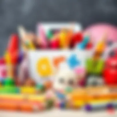 Colorful art supplies arranged for toddlers