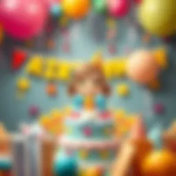 Colorful birthday decorations for a little girl