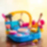 Colorful children's makeup set with various accessories