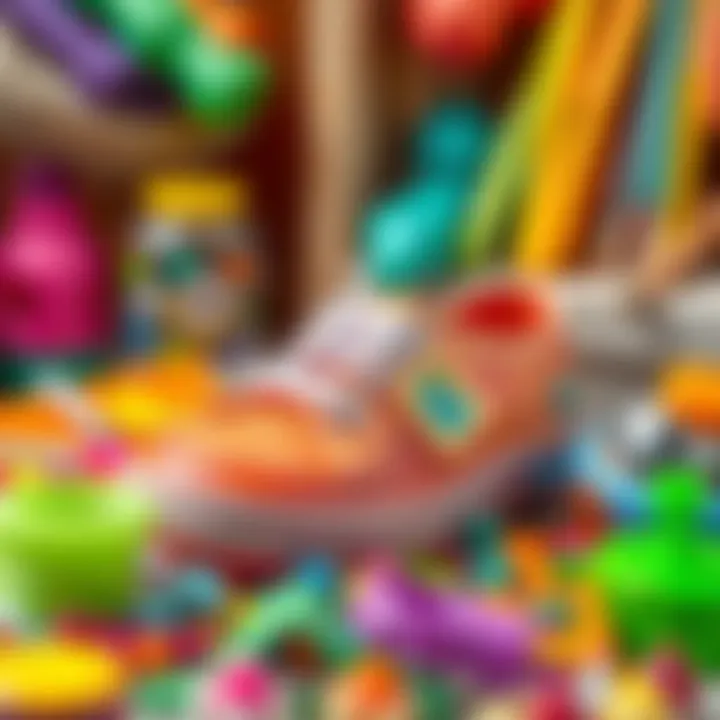 Colorful shoe box construction materials