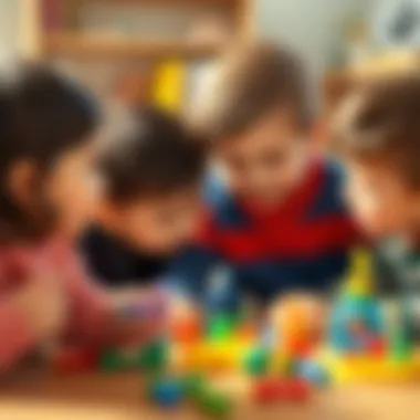 A child engaging in cooperative play with peers