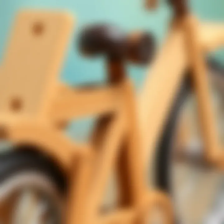 Artistry and Craftsmanship in Wooden Bicycles Close-up of the craftsmanship in a wooden bicycle