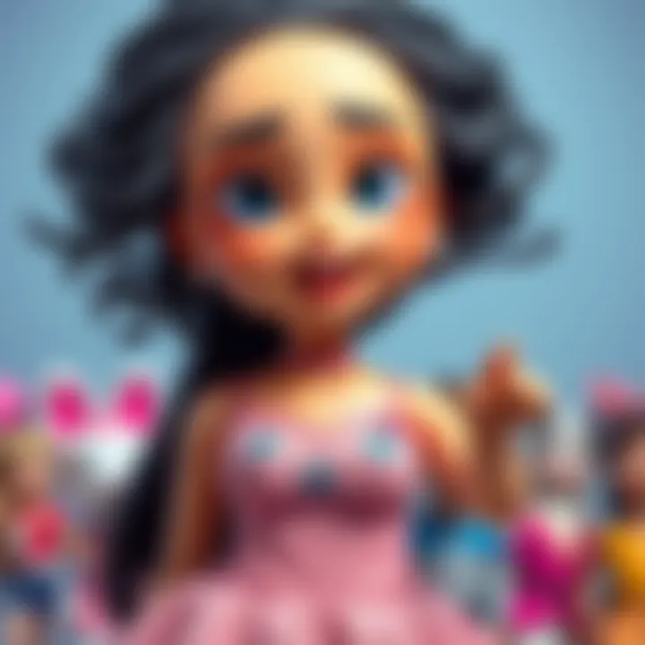 An engaging visual showcasing cultural implications of animated female characters.