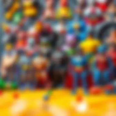 A detailed view of a DC superhero toy collection