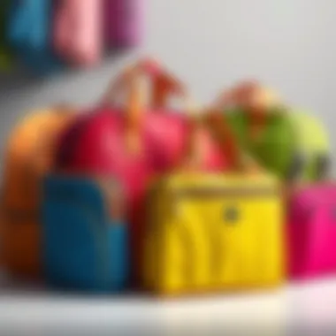 Trendy diaper bags in various colors