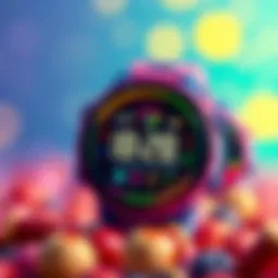 Colorful digital watch for girls displaying time and fun graphics