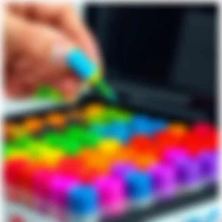 Selecting the Right Single Marker A close-up view of a hand selecting a single marker from a box, illustrating the decision-making process in choosing markers.