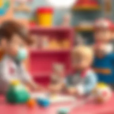 An educational setup featuring doctor toys that stimulate learning and empathy.