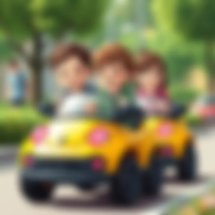 Children enjoying a ride in their Dolu toy electric cars