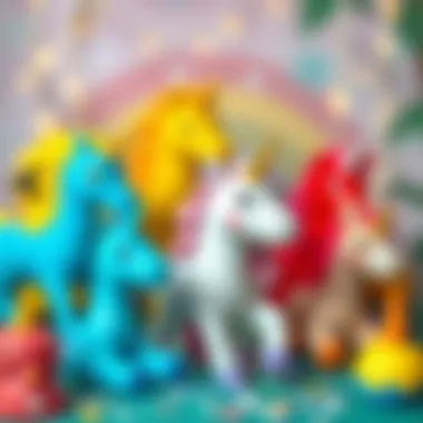 Eco-friendly unicorn toys arranged attractively