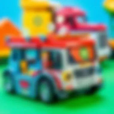 Educational features of BP truck toys displayed