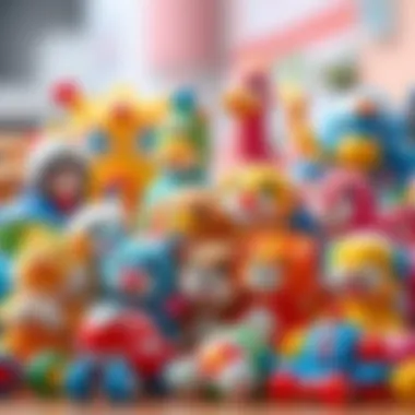 A colorful display of various educational talking toys, highlighting diversity in learning tools.