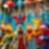 Colorful handmade puppets showcasing creativity and craftsmanship