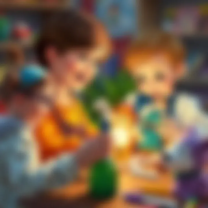 Children engaging in puppet-making activity, fostering creativity