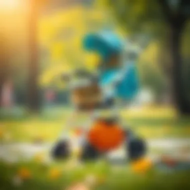 A modern electric baby stroller in vibrant colors