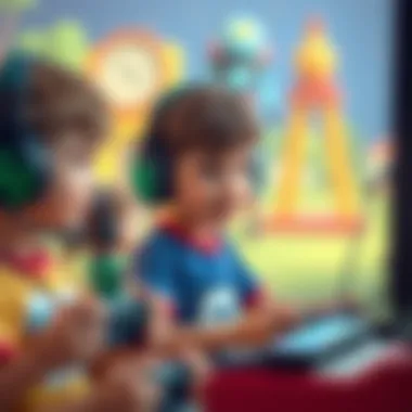 Children playing video games with engaging titles