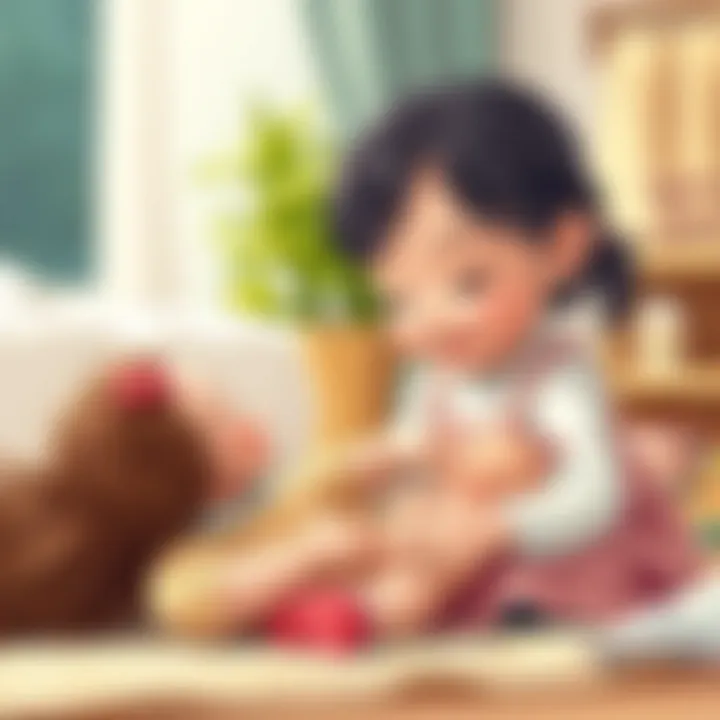 A nurturing scene of a child caring for a 60 cm doll