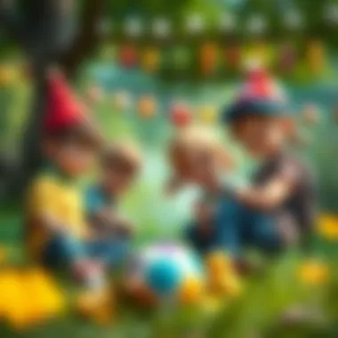 Kids collaborating in a fantasy-themed outdoor game