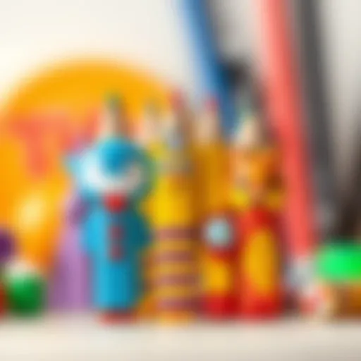 Colorful character-themed pencils designed for children.