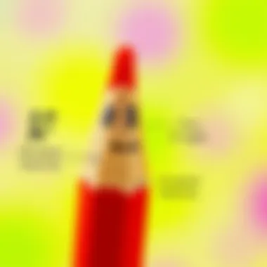 Close-Up of Educational Features Close-up of a figurine pencil showcasing its educational features.