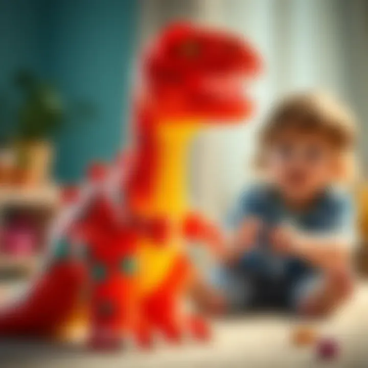 Engaging Play with Fisher Price Dinosaur Colorful Fisher Price dinosaur toy engaging a child