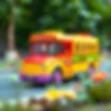Fisher Price school bus toy in vibrant colors