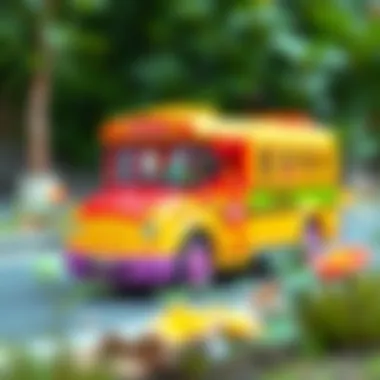 Fisher Price school bus toy in vibrant colors