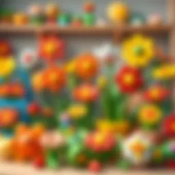 Colorful display of flower-themed toys for children