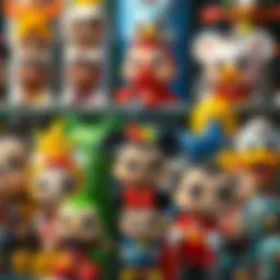 Colorful display of Funko Pop Disney figures