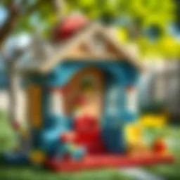 A beautifully designed garden playhouse showcasing vibrant colors and intricate details.
