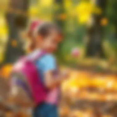 Girl using a backpack while playing