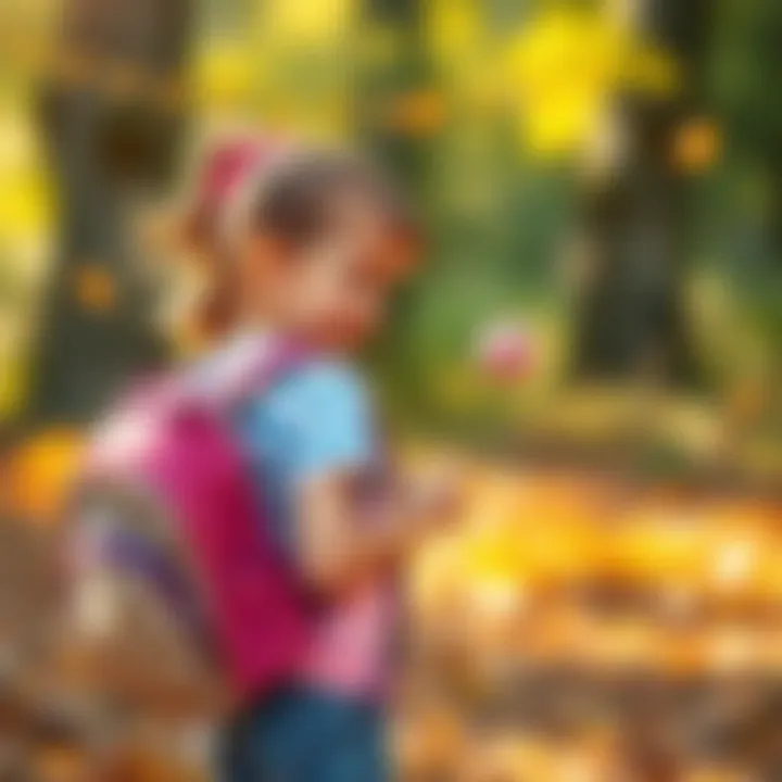 Girl using a backpack while playing