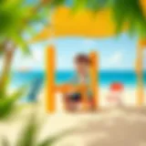 Child enjoying a shaded play area on the beach