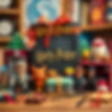 A beautifully arranged Harry Potter themed gift set featuring various collectibles.