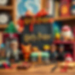 A beautifully arranged Harry Potter themed gift set featuring various collectibles.