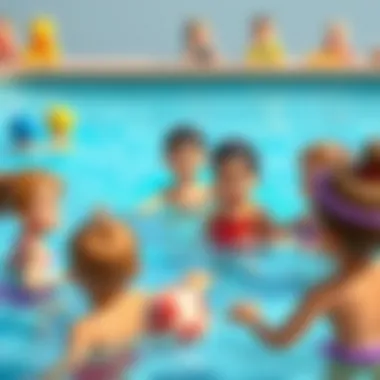 Group of kids participating in a cooperative pool game
