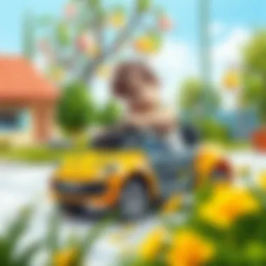 Child playing with a toy car outdoors