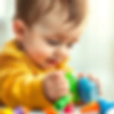 A child engaged with a crinkly toy, showcasing the toy's texture and design