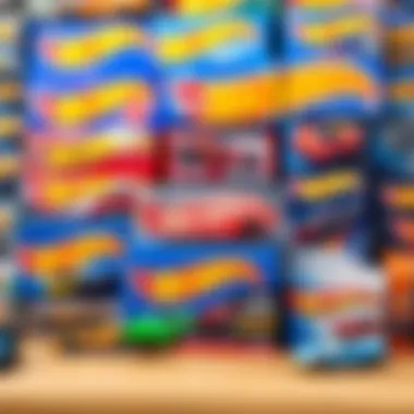 Diverse Hot Wheels Car Box Collection A vibrant display of various Hot Wheels car boxes showcasing different designs.