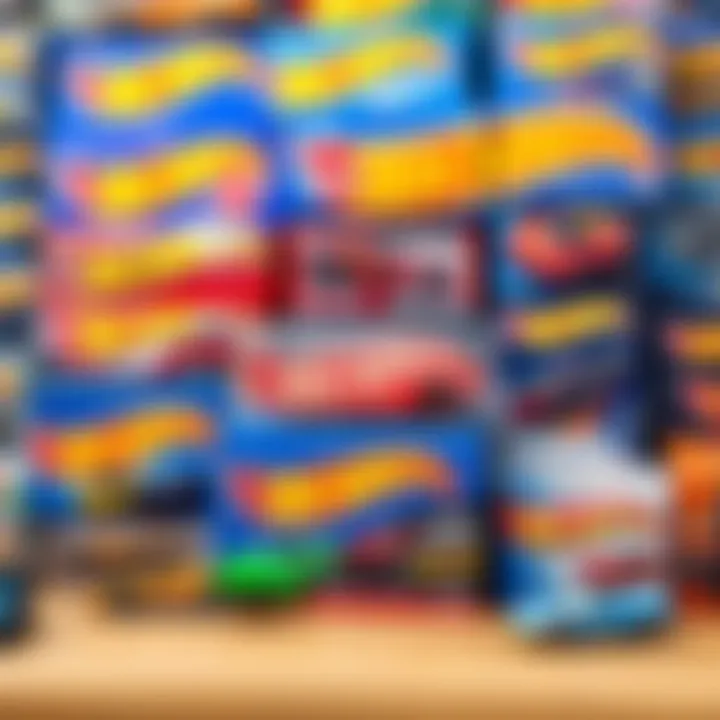 Diverse Hot Wheels Car Box Collection A vibrant display of various Hot Wheels car boxes showcasing different designs.