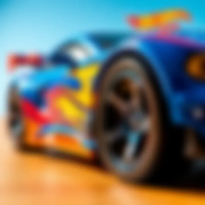 A close-up view of the unique features of a Hot Wheels FF Premium vehicle