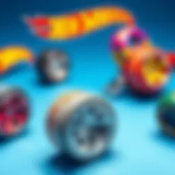 Diverse Hot Wheels wheels showcasing their unique patterns and designs