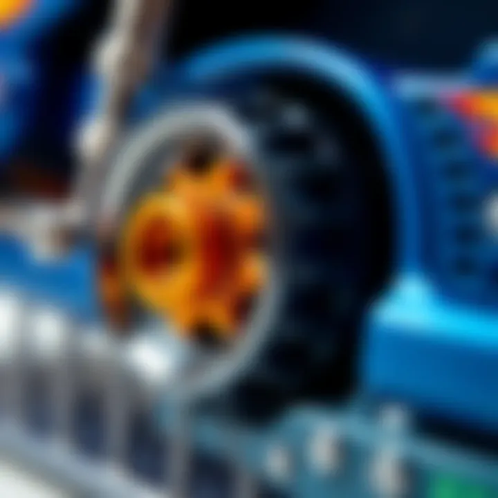 Close-up of Hotwheels motor features
