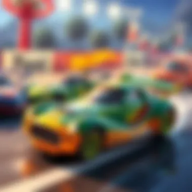Dynamic Hotwheels motor racing scene