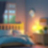 A stylish IKEA children's night lamp illuminating a cozy bedroom