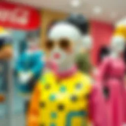 An inflatable doll mannequin showcasing fashion trends