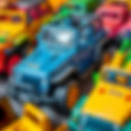 A colorful array of jeep toys for children