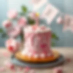 Elegant pink birthday cake for a baby girl